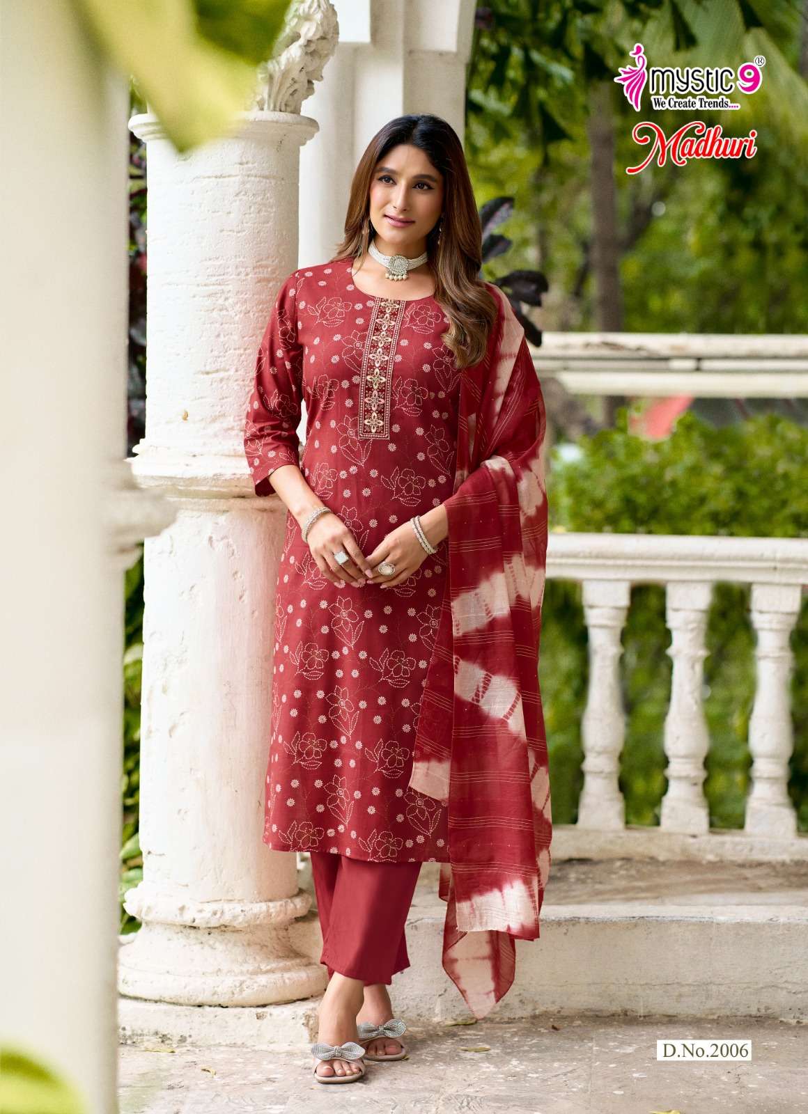 MYSTIC 9 MADHURI VOL 2 VERTICAN FOIL PRINT STRAIGHT CUT CATALOGUE SALWAR SUIT TREND DEALER